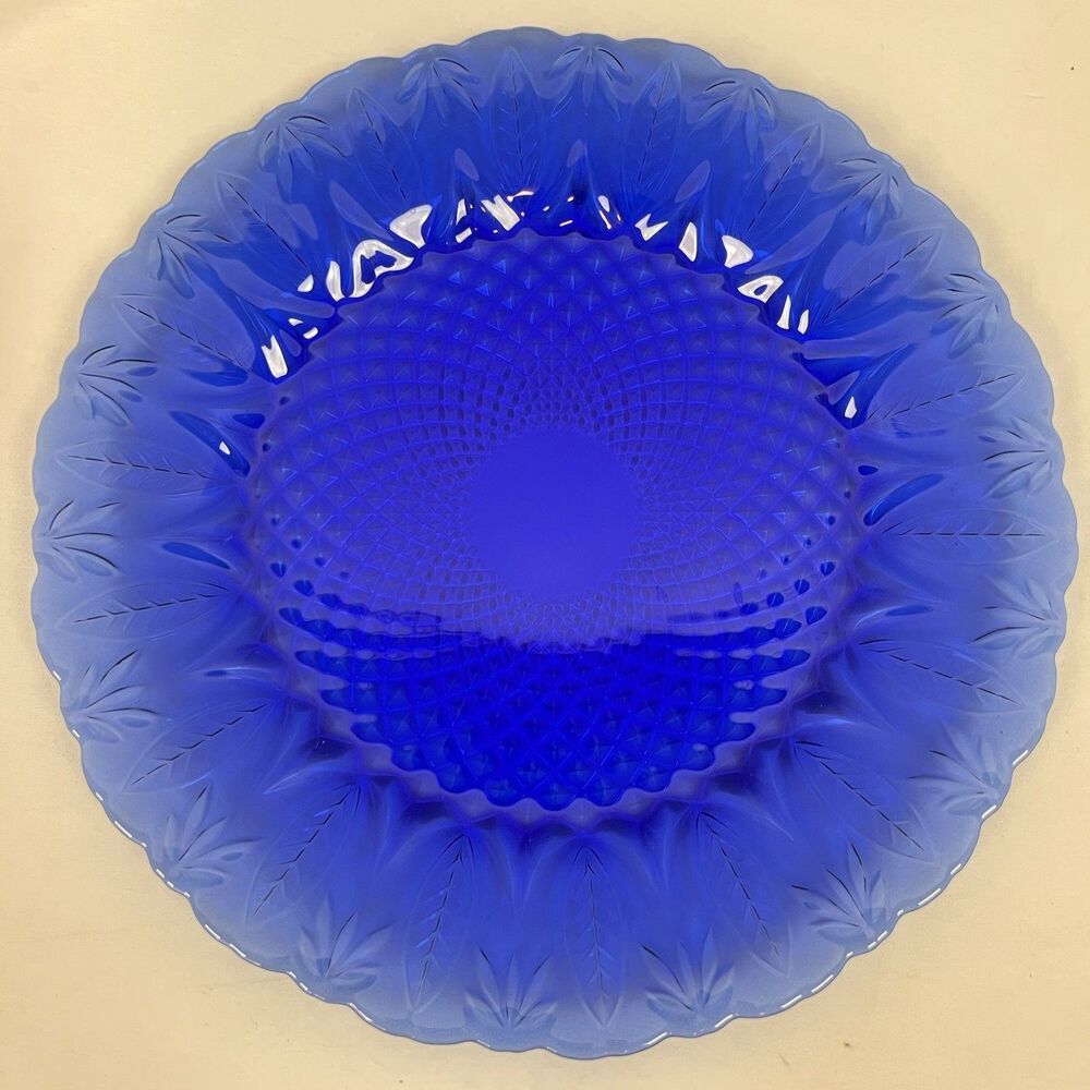 AVON ROYAL Sapphire Cobalt Blue Glass Salad Plates set of 2 Plates Made France